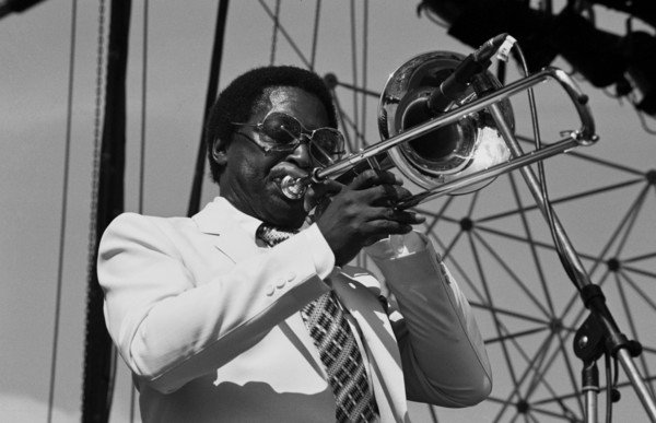 Curtis Fuller, Capital Jazz Festival, Knebworth, Herts, July 1982. Artist: Brian O'Connor.
