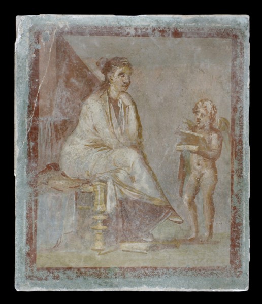 Framed vignette painted in fresco on a green wall, 65-75. Artist: Unknown.