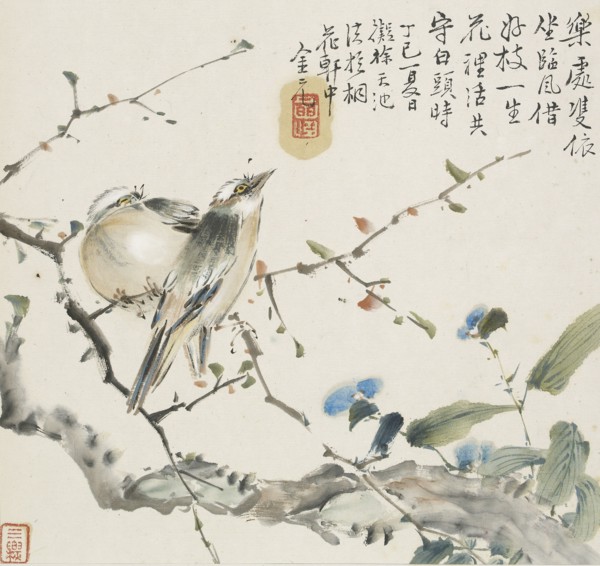 A pair of Chinese Bulbul birds, 1857. Artist: Jin Yuan.