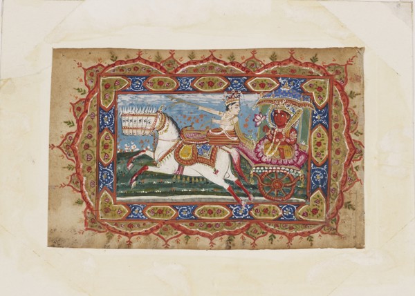 Surya, the Sun God, in a chariot drawn by seven horses, early 19th century. Artist: Unknown.