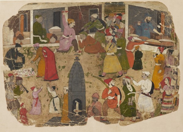 A commotion in the bazaar, 1750-1760. Artist: Nainsukh.