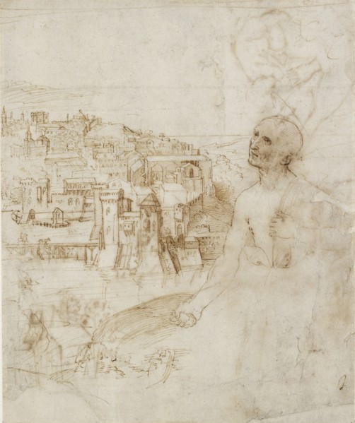 View of the city of Perugia, with the penitent St Jerome in the foreground, 1500-1504. Artist: Perugino.