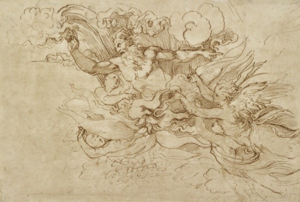 Jehovah in a flaming Cloud, attended by Angels, 16th century. Artist: Baldassare Peruzzi.