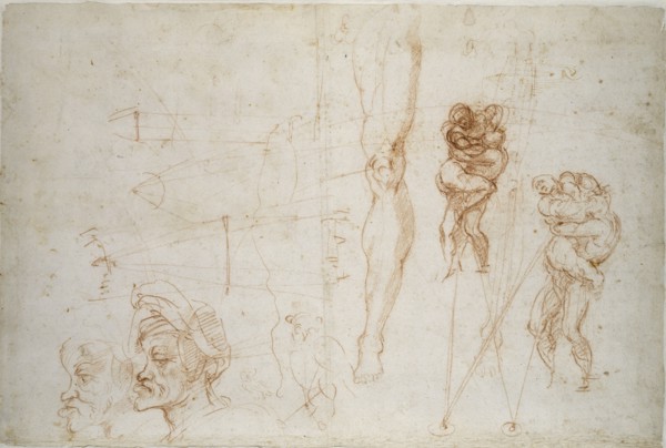 Hercules and Antaeus and other Studies, 16th century. Artist: Michelangelo Buonarroti.