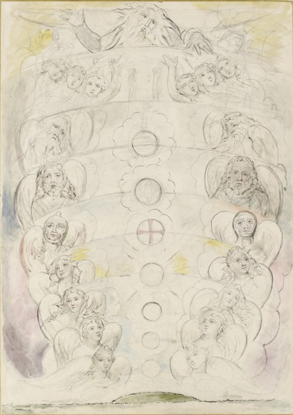 The Deity, from whom proceed the Nine Spheres, 1825-1827. Artist: William Blake.