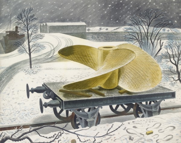 Ship's Screw on a Railway Truck, early 20th century. Artist: Eric Ravilious.