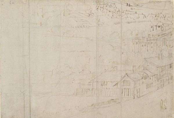 Panorama of London as seen from Southwark: Bankside, 1554. Artist: Anthonis van den Wyngaerde.