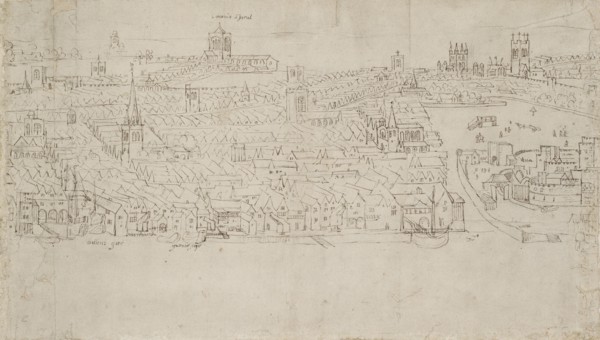 Panorama of London as seen from Southwark: Billingsgate to Tower Wharf, 1554. Artist: Anthonis van den Wyngaerde.