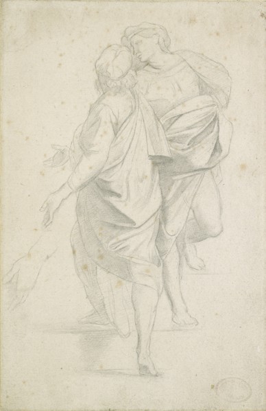 Two Figures standing on a Flight of Steps, after Raphael, c1853-54 Artist: Edgar Degas.