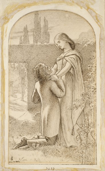 Two Lovers in a starlit Garden, 1862. Artist: Noel Paton.