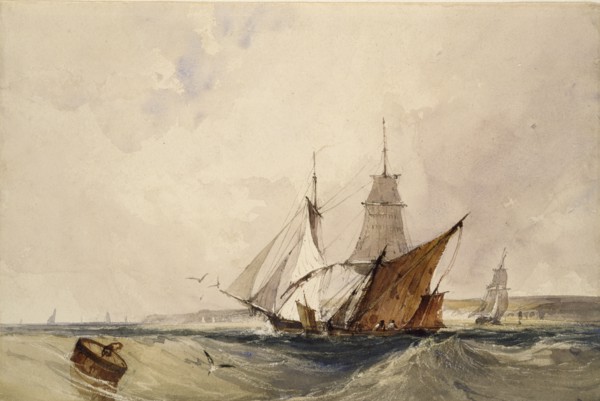 Shipping off the Kent Coast, c1820s. Artist: Richard Parkes Bonington.