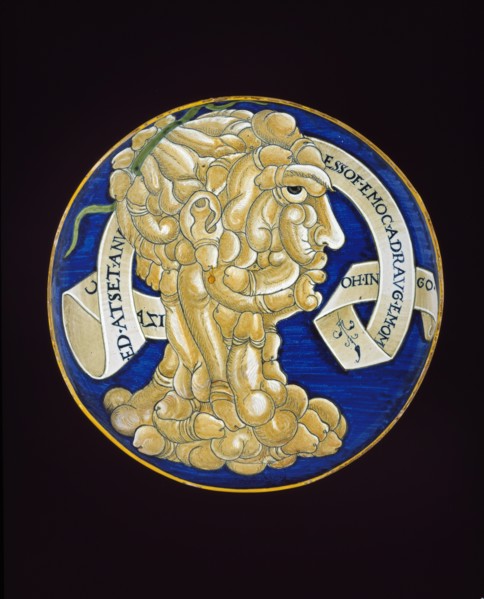 Dish with a composite head of penises, c1536. Artist: Francesco Urbini.