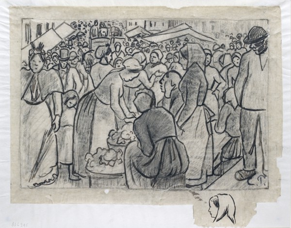 Compositional study for 'Market of Gisors (rue Cappeville)', c1893. Artist: Camille Pissarro.