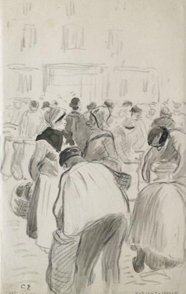 Compositional study of the market at Pontoise, 1881. Artist: Camille Pissarro.