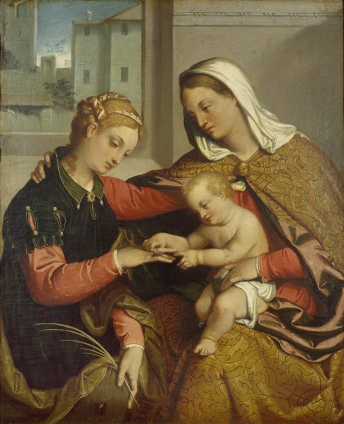 The Mystic Marriage of St Catherine, c1550. Artist: Giovanni Battista Moroni.