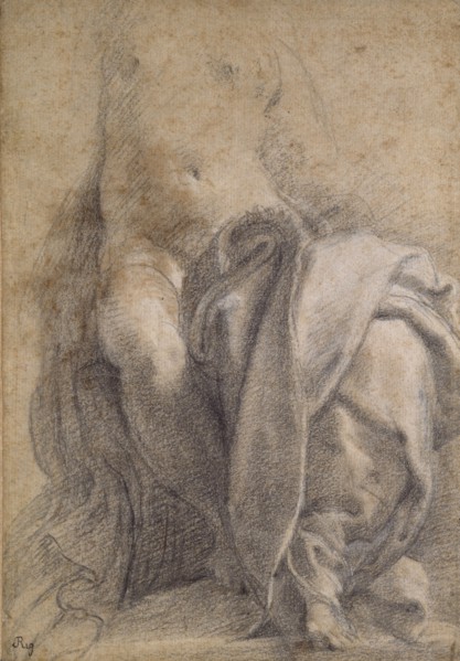 Seated semi-nude Female wearing Drapery, 1520-1540. Artist: Parmigianino.
