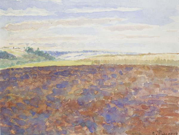 Study of a landscape with a ploughed field, Eragny-sur-Epte, c1886-1890. Artist: Camille Pissarro.