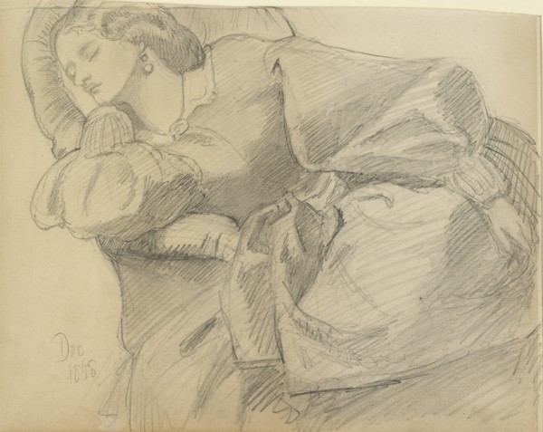Ruth Herbert asleep, 1858. Artist: Dante Gabriel Rossetti.