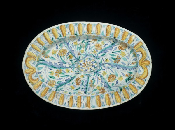 Oval dish, moulded in relief on the front with an oval central boss, 1649. Artist: Unknown.