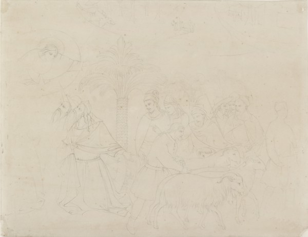 Pencil Outline of a Part of the Fresco of 'The Friends of Job', 1845. Artist: John Ruskin.