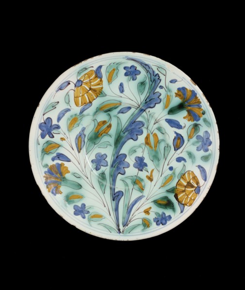 Plate imitating Turkish (Iznik) pottery, c1600-1650. Artist: Unknown.