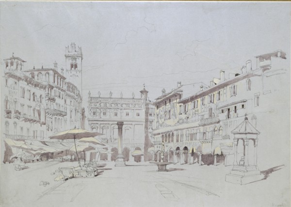 Study for Detail of the Piazza delle Erbe, Verona, 19 May 1841. Artist: John Ruskin.