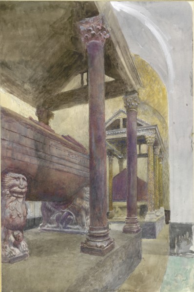 The Tomb of Frederick II in the Cathedral of Palermo, 23 - 30 April 1874. Artist: John Ruskin.
