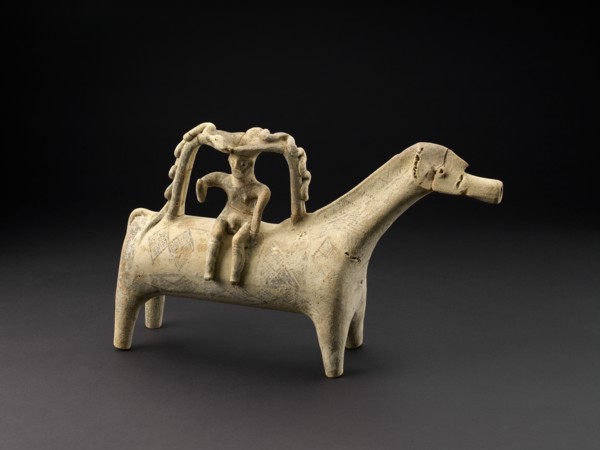 Terracotta horse rhyton with rider, Late Cypriot IIIB Period, c1125-c1050BC. Artist: Unknown.