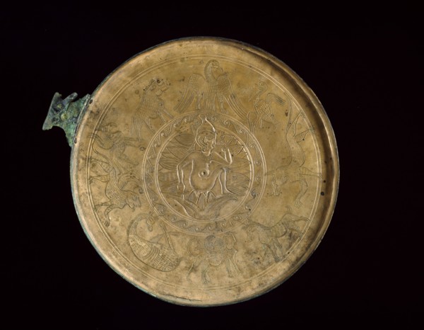 Cast bronze mirror-cover with bust of a woman in relief, 1st century BC - 1st century AD. Artist: Unknown.