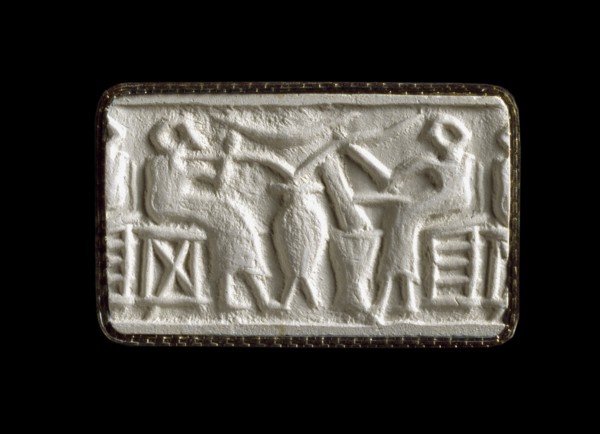 Cylinder Seal (Early Dynastic 'Human Activity' Scenes), ED II, 2750-2600 BC Artist: Unknown.