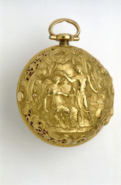 Gold pair-cased cylinder watch with quarter repeat, 1744. Artists: George Graham, John Ward.