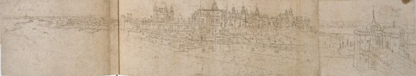 Hampton Court Palace from the River, c1550-1560. Artist: Anthonis van den Wyngaerde.