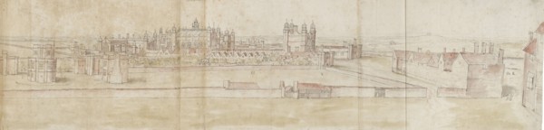 Hampton Court Palace from the North, c1550-1560. Artist: Anthonis van den Wyngaerde.