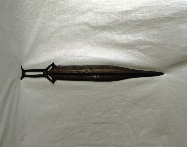 Sword of three parts barb, carp's tongue shaped blade, from Palma del Rio (Cordoba).