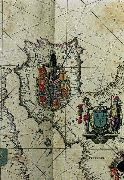 Map of Spain with all their kingdoms, Portugal and the Country of Llenguadoc. 'Atlas' by Frederic?