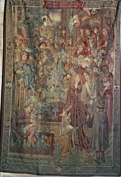 'The councilors visit the glass fair of the Borne on the first day of the year', tapestry on a c?