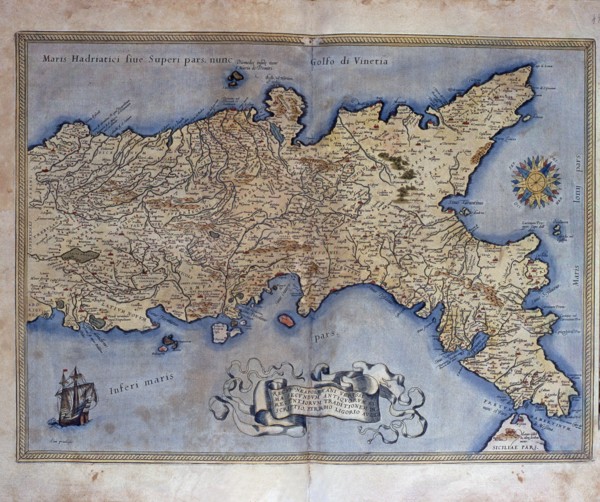 'Theatrum Orbis Terrarum' by Abraham Ortelius, Antwerp, 1574, map of the Kingdom of Naples.