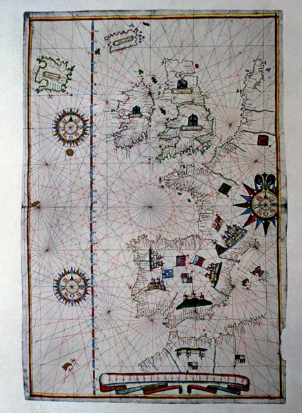Atlas of Joan Martines, Messina, 1582. Portulan chart of Western Europe showing the Iberian penin?