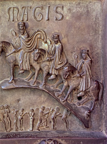 The Magi. Bronze relief at the south gate of the transept of Pisa Cathedral, designed by Bonanno ?