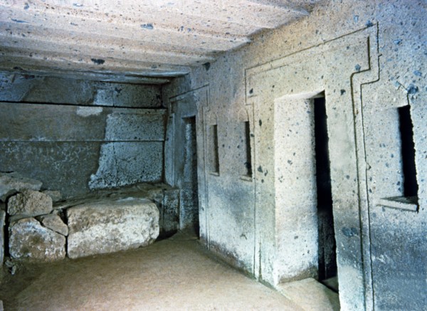 Interior of the Etruscan tomb of the capitals.