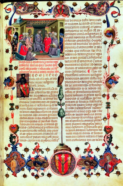 Alphonse III 'The Benign' (1327-1336) presiding the courts held in Montblanc, in 1330. Miniature ?