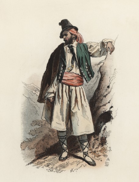 Man from Valencia, color engraving 1870.