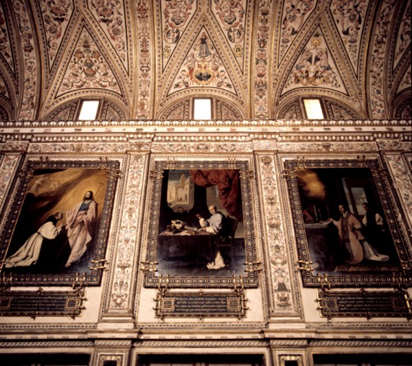 Sacristy of the Monastery of Guadalupe decorated with Paintings by Francisco de Zurbarán.