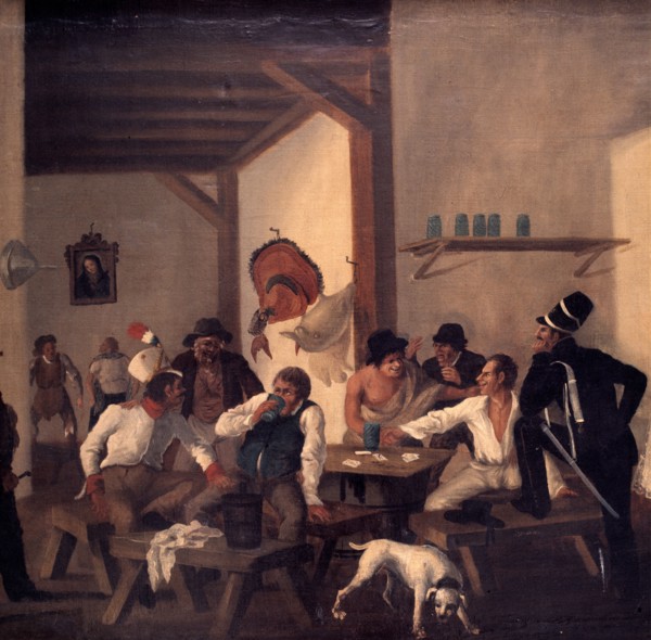 Interior of a bar, oil.