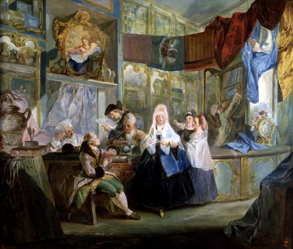 'The silk shop', oil on canvas by Luis Paret y Alcazar.