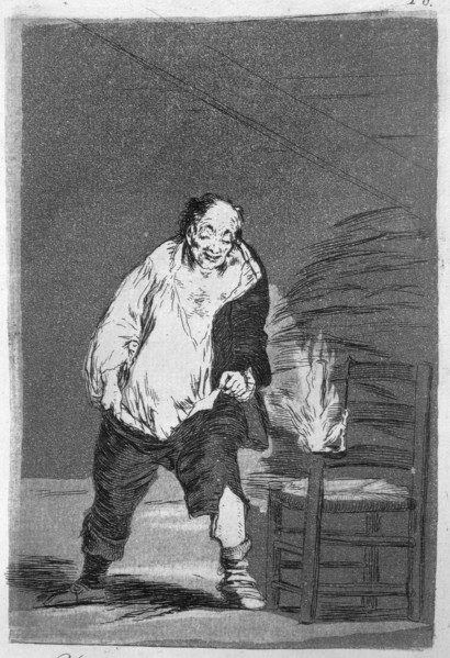 Los Caprichos, series of etchings by Francisco de Goya (1746-1828), plate 18: 'Y se le quema la c?