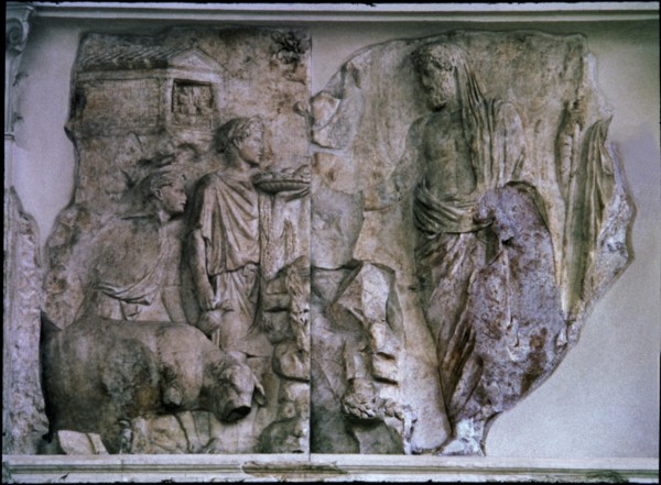 Ara Pacis Augustae, relief depicting the sacrifice of Aeneas, 9 b.C..