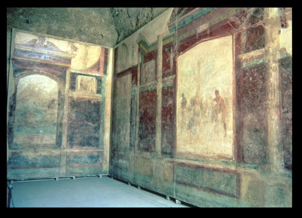 Frescoes in the House of Livia Tablinum in the Palatine.