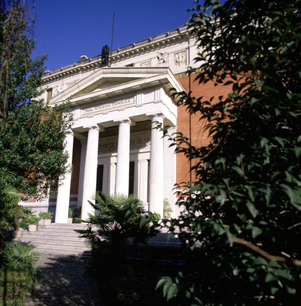 Façade of the Spanish Royal Academy of the Language in Madrid.