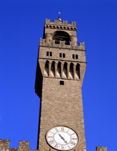 Detail of the tower of the Palazzo Vecchio.